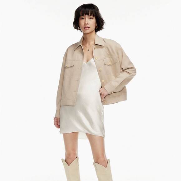 BNWT Aritzia Wilfred Only Mini Dress Light Birch - Small - Picture 3 of 5